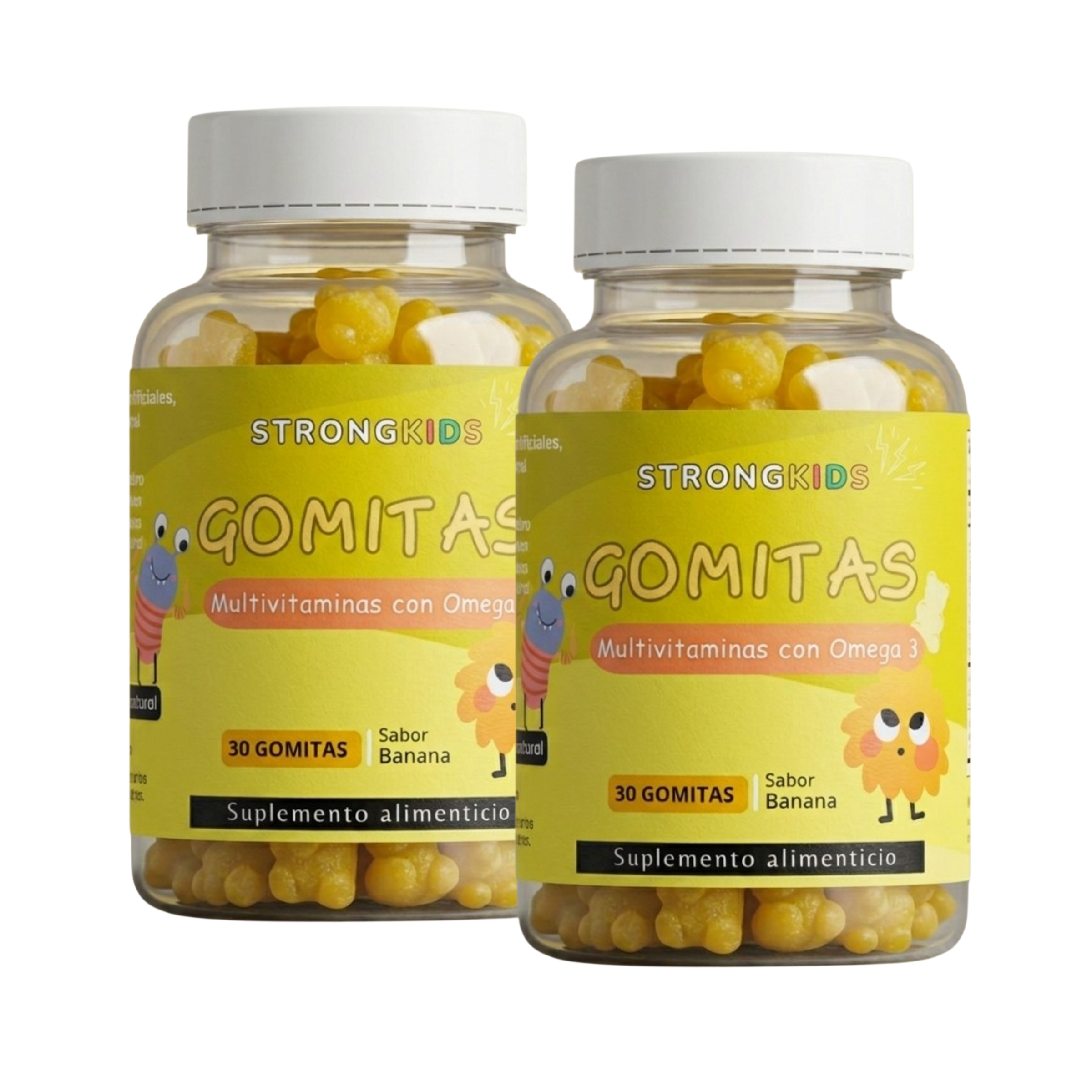 Pack 2x Gomitas Multivitamínicas Infantil con Omega3 Strongkids Banana