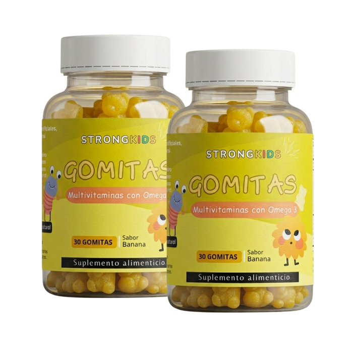 Pack 2x Gomitas Multivitamínicas Infantil con Omega3 Strongkids Banana