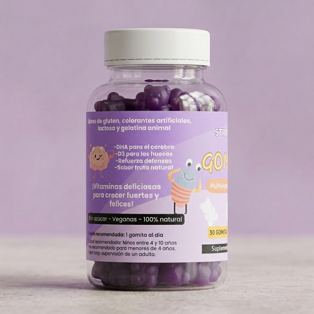 Pack 2x Gomitas Multivitamínicas Infantil con Omega3 Strongkids Frutos Rojos